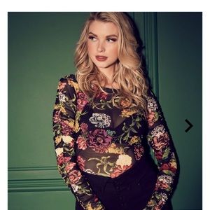 🌸 Guess sheer long sleeve floral top